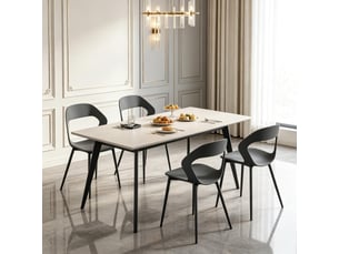Chaise de salle à manger lot de 4 avec dossier ergonomique  - pieds métal, polypropylène gris 51 × 44 × 83 cm