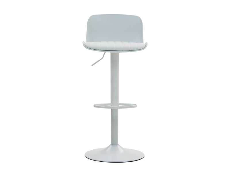  Tabouret de bar pivotant avec dossier ergonomique et hauteur réglable, base métallique, blanc en métal et tissu  - Conforama A