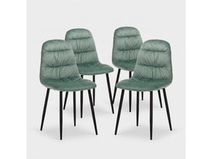 Lot de 4 chaises capitonnées en velours avec pieds métalliques marta - vert foncé
