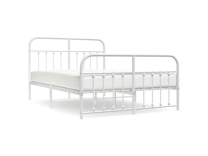 Lit double- lit adulte - cadre de lit métal sans matelas et pied de lit blanc 150x200 cm - Conforama A