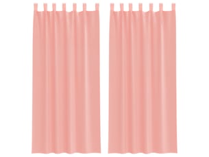 Lot de 2 rideaux en voile, voilages avec passe-tringles rose cf44481