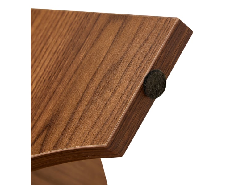  Table d'appoint ronde en verre trempé ø80 cm - piètement éventail, pieds mdf effet noyer, design multifonction  - Conforama E