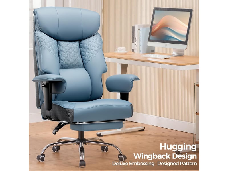 Gtplayer chaise de jeu pour personnes de forte corpulence avec assise 3d, repose-pieds, pu, 180kg - bleu clair CH810-LAKE BLUE - Conforama C