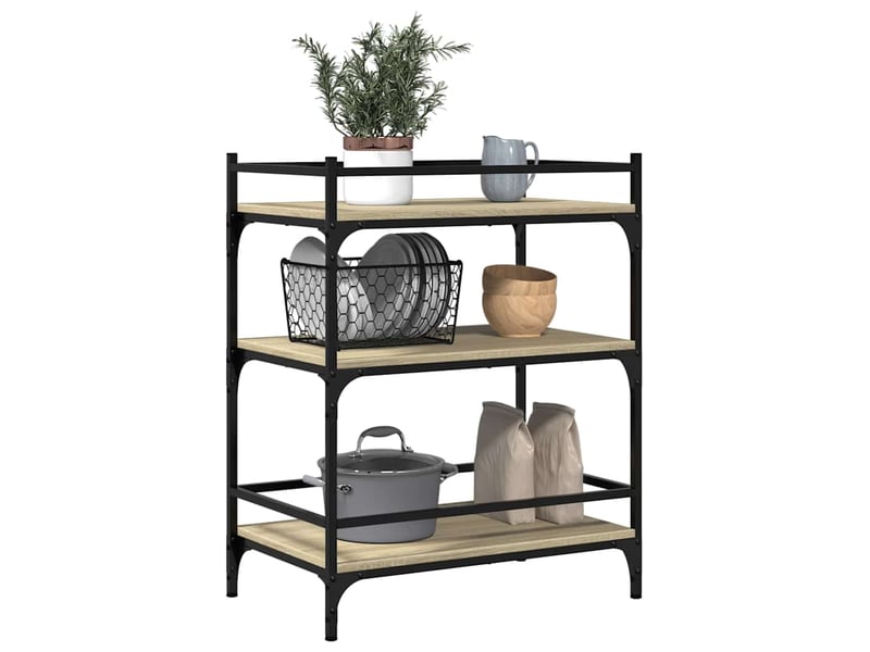  Desserte de cuisine, chariot de rangement chêne sonoma 65x40x86,5 cm bois d'ingénierie  - Conforama E