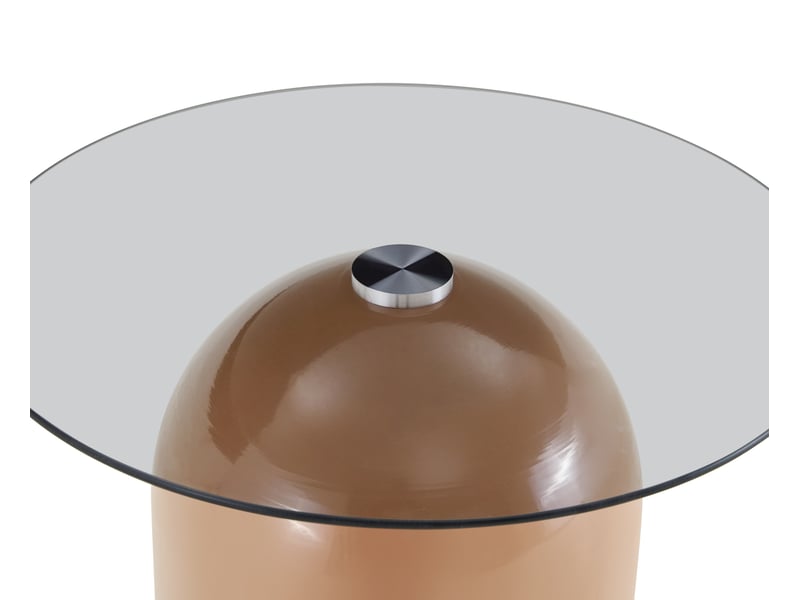 Tables basses gigognes avec plateaux en verre trempé et bases brillantes en cloche pour salon vert et café clair - Conforama E