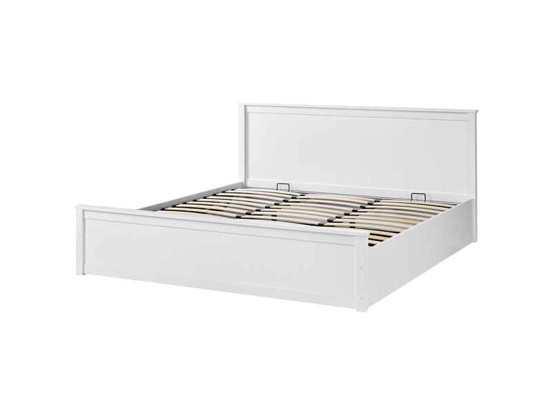 Lit ottoman bois de pin lambres 180 x 200 cm blanc - Conforama D