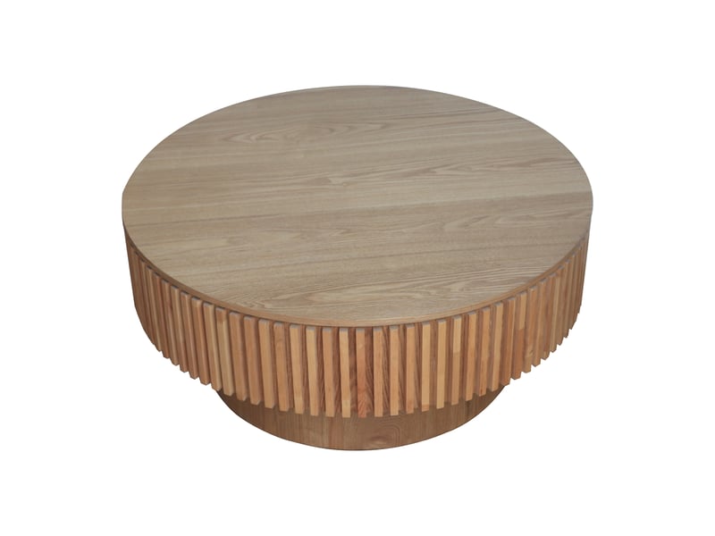  Table basse ronde avec rangement caché pour salon en bois massif et mdf 82×82×25 cm bois naturel  - Conforama D