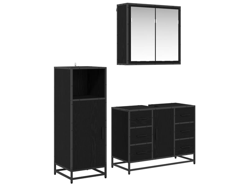Ensemble de mobilier de salle de bain 3 pc chêne noir cf64336 - Conforama A