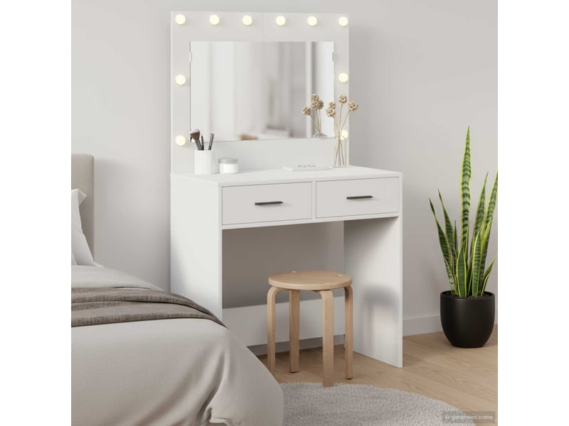  Coiffeuse, table de toilette blanc 78,5x41x135 cm bois d'ingénierie shl72262  - Conforama B