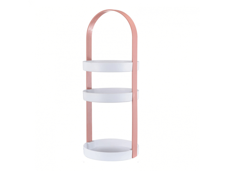  Étagère de rangement ronde à 3 niveaux avec poignée intégrée étagère de rangement ronde à 3 niveaux pour salle de bain (roseate)  - Conforama A