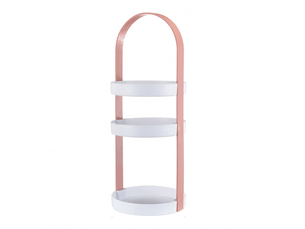 Étagère de rangement ronde à 3 niveaux avec poignée intégrée étagère de rangement ronde à 3 niveaux pour salle de bain (roseate)