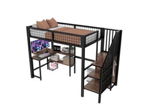 Lit mezzanine 90x200 cm <strong>OKWISH</strong>  <strong></strong> coloris noir