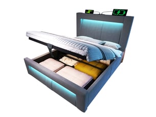 Lit coffre 90x200 cm OKWISH coloris gris