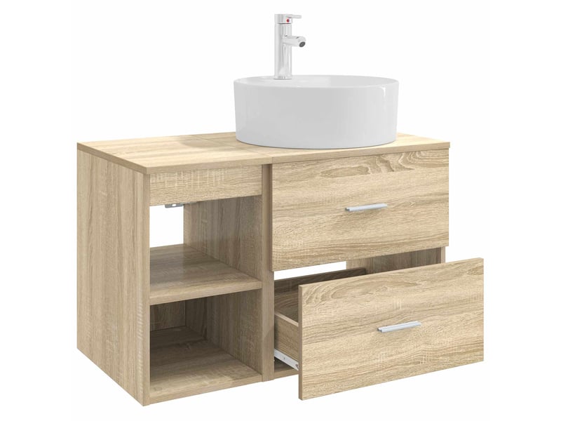 Ensemble de mobilier de salle de bain 2 pcs chêne sonoma shl1795 - Conforama D