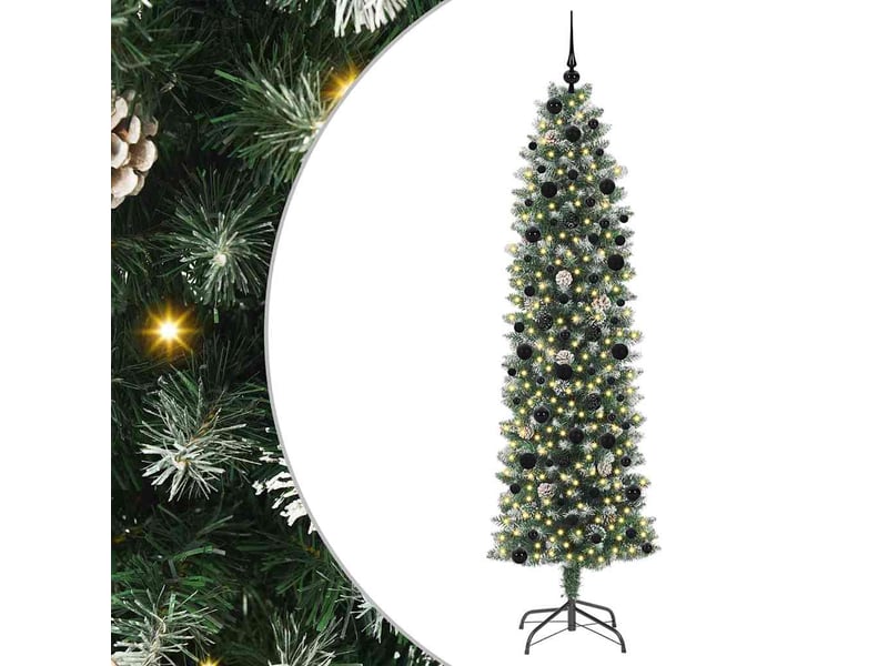 Sapin de noël - arbre de noël artificiel slim vert et blanc 240 cm - Conforama A