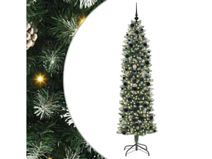 Sapin de noël - arbre de noël artificiel slim vert et blanc 240 cm