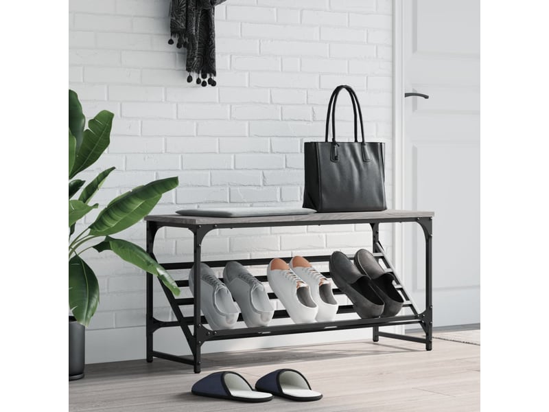  Meuble à chaussures, étagère à chaussures sonoma gris 90x30x45 cm bois d'ingénierie  - Conforama B