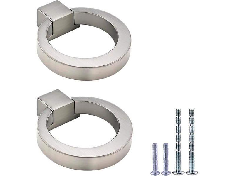 Paire de boutons en nickel poli, poignées en alliage de zinc argenté pour coiffeuse et meubles - Conforama A