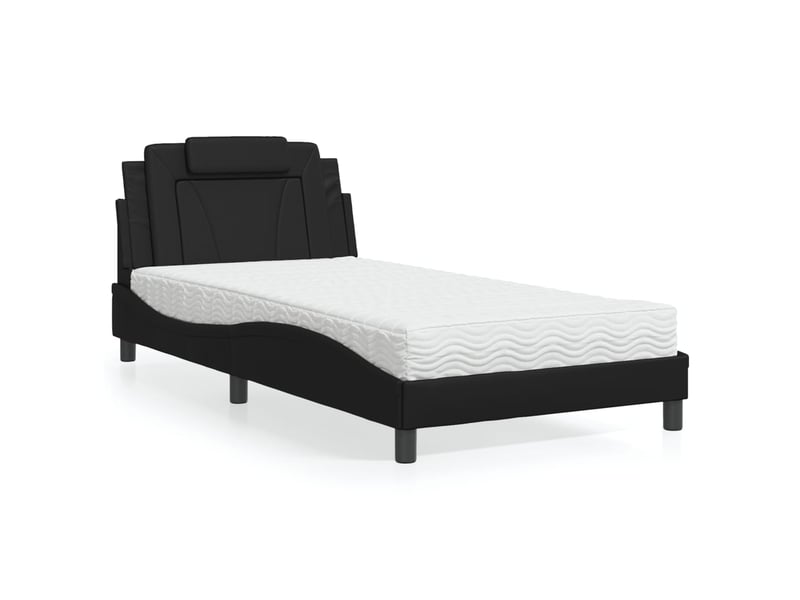  Lit viana avec matelas noir 100x200 cm similicuir  - Conforama B