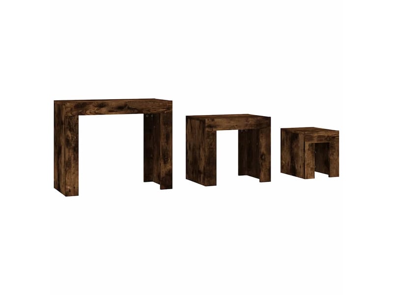  Tables basses gigognes 3 pcs | table de salon chêne fumé bois d'ingénierie shl7482  - Conforama E