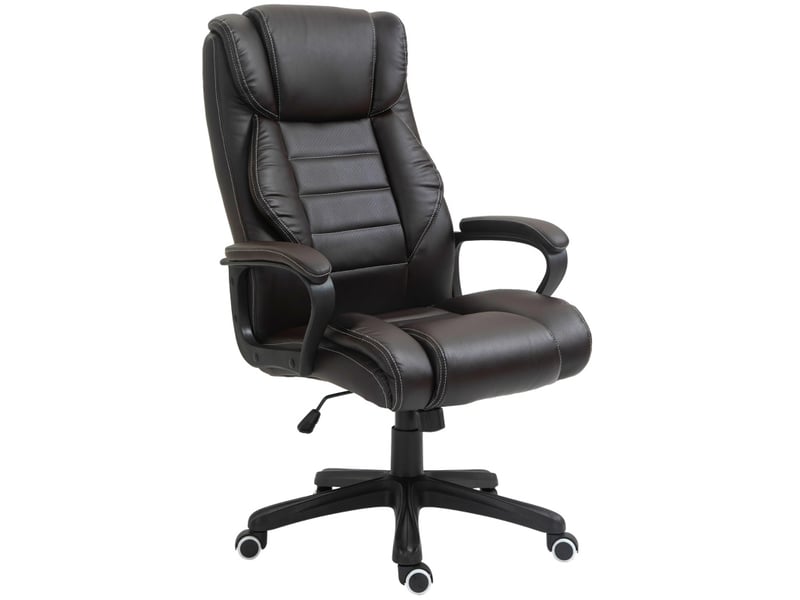  Fauteuil de bureau à massage vibrant 6 points en cuir contrecollé marron  - Conforama A