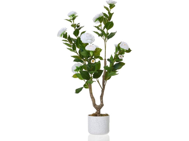  Camélia artificiel 90 cm 20 fleurs plante en pot décoration intérieur extérieur maison entrée  - Conforama A