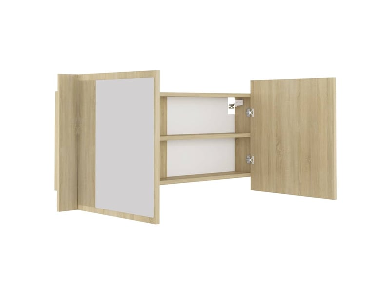  Armoire à miroir à led de bain chêne sonoma 100x12x45 cm acrylique  - Conforama E