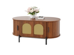 Table basse ovale coloris bois foncé ULEVR  - 50 cmx100 cm