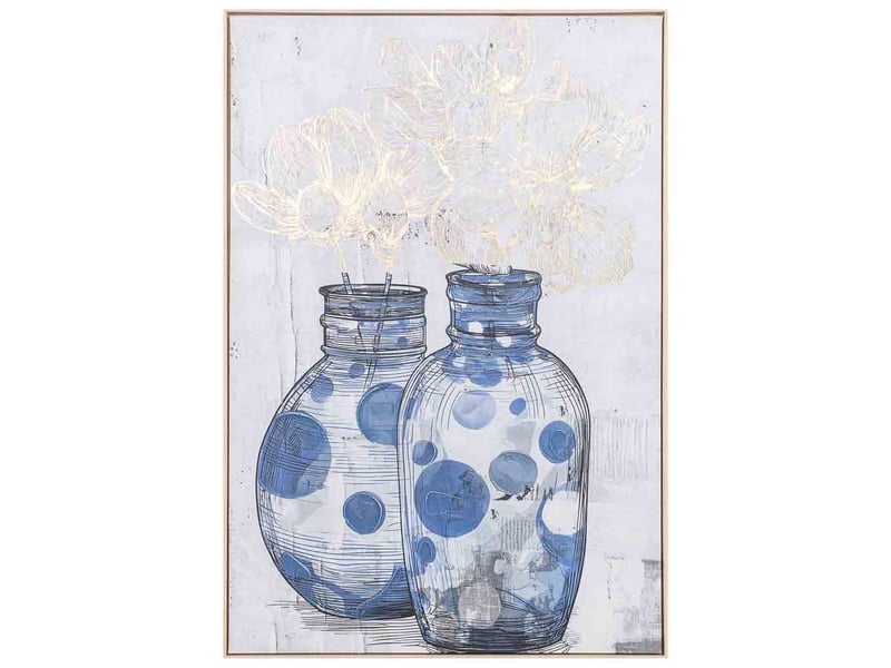  Tableau peint à la main avec cadre en bois bleu marine 83x4x123h cm  - Conforama B