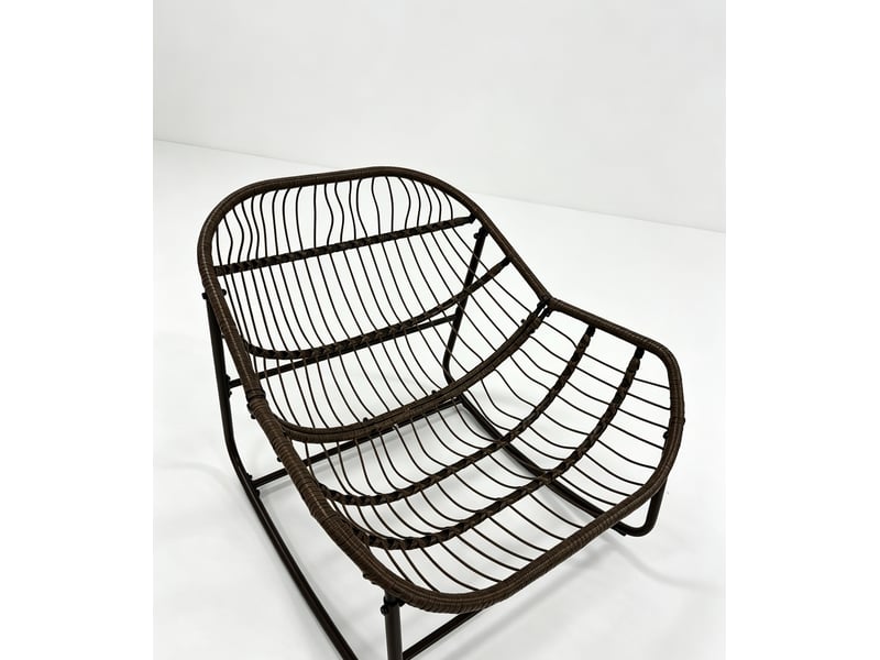  Chaise à bascule en rotin extérieur pour porche et jardin, coussin doux et inclinaison réglable - orange  - Conforama D