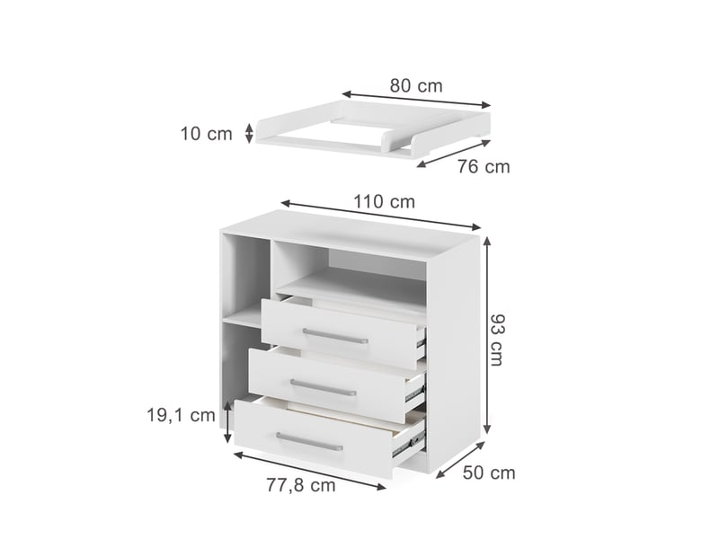  Vicco commode à langer, blanc, 110x93cm  - Conforama B