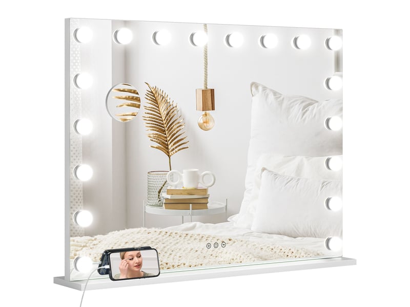  Miroir maquillage lumineux led intensité réglable miroir grossissant port de charge usb, 80 x 62 cm  - Conforama B