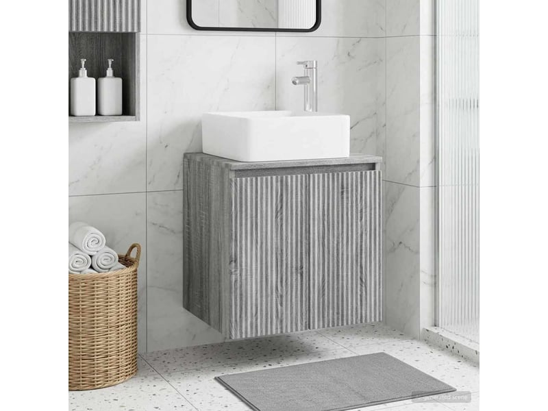 Vanité de lavabo mural, meuble de rangement sonoma gris 53x35x63 cm - Conforama B