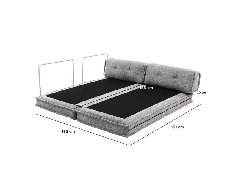 Canapé style futon 2 étages 3pl convertible tissu doux gris – annie - Conforama E