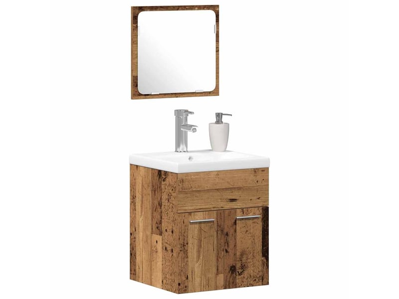  Ensemble de mobilier de salle de bain 3 pièces bois ancien cf64431  - Conforama C