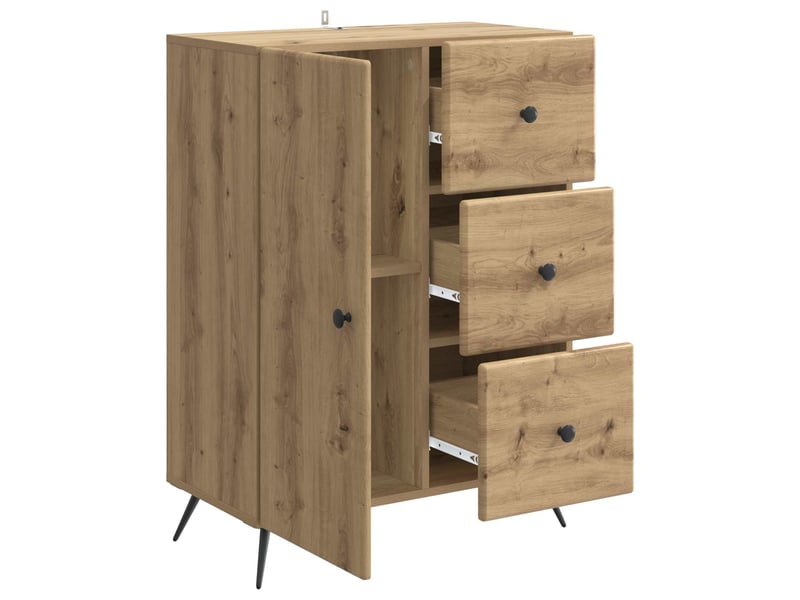  Buffet - bahut - meuble de rangement chêne artisanal 66 x 34,5 x 90 cm bois d'ingénierie  - Conforama E