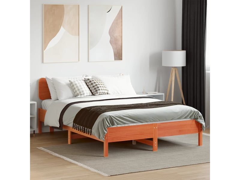  Lit double- lit adulte -  cadre de lit sans matelas  marron 140x200cm bois pin massif  - Conforama B
