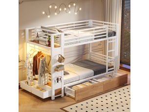 Lit superposé 90x200 cm <strong></strong> <strong>CozyNest</strong> coloris blanc