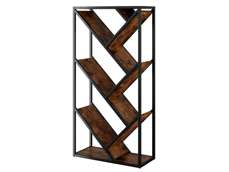  Bibliothèque en forme d'arbre, étagère 8 niveaux, étagère d'angle gain de place, style industriel pour salon et bureau, 80x35x160cm.  - Conforama W