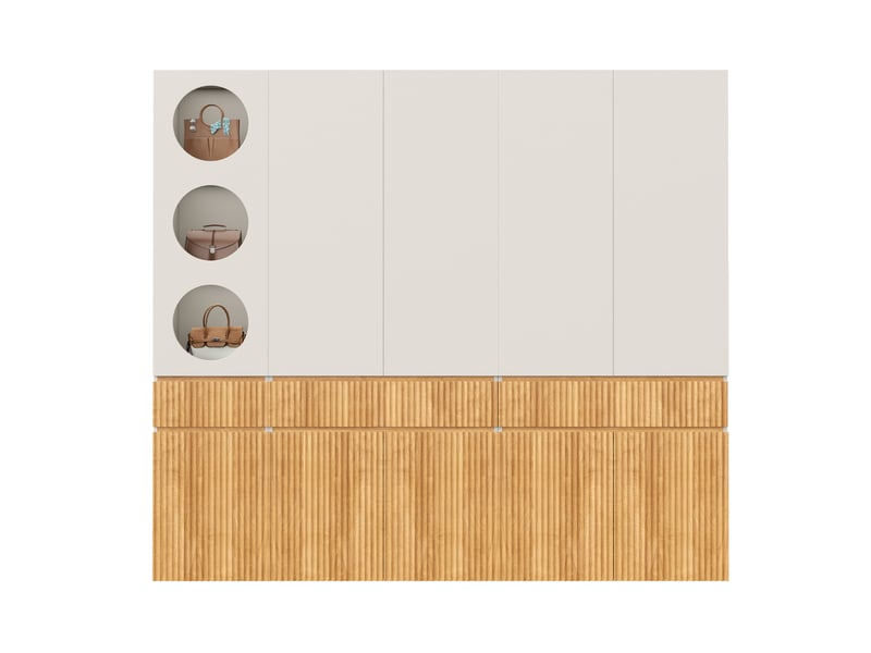 Armoire 225x50x200 cm 10 portes mdf panneau de particules chêne clair et gris - Conforama A