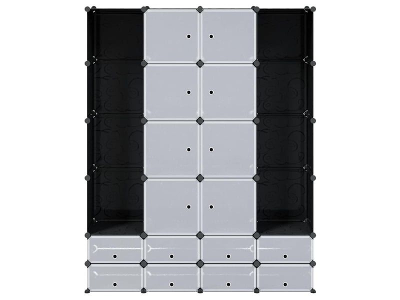  Armoire modulaire 18 compartiments noir et blanc 37x146x180,5cm  - Conforama D