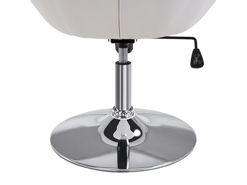  Tabouret de bureau pivotant blanc en cuir régénéré, hauteur réglable et base chromée antidérapante  - Conforama E