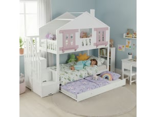 Lit superposé 90x200 cm <strong></strong>  <strong>Home Enjoy DE</strong> coloris blanc