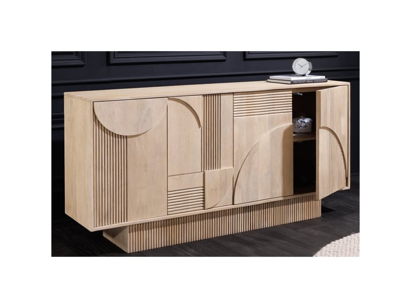 Buffet orino 170 cm – bois massif de manguier blanchi – style art déco - Conforama D