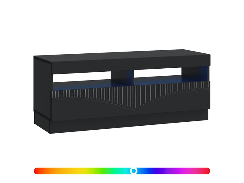 Meuble tv - banc tv - meuble de rangement led noir bois d'ingénierie - Conforama C