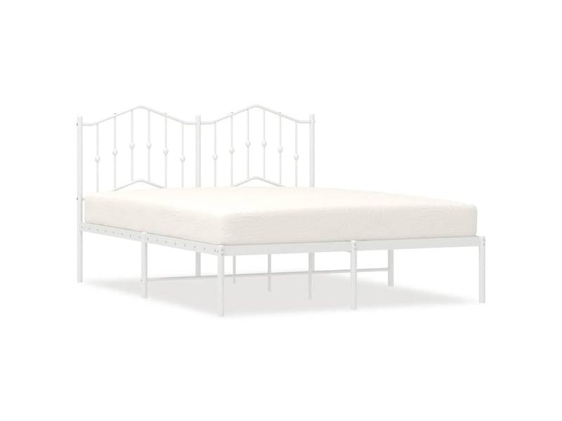 Lit double- lit adulte -  cadre de lit métal sans matelas et tête de lit blanc 150x200 cm  - Conforama A