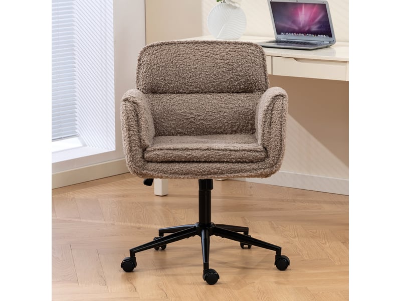  Fauteuil de bureau teddy marron pivotant réglable avec accoudoirs rabattables  - Conforama E
