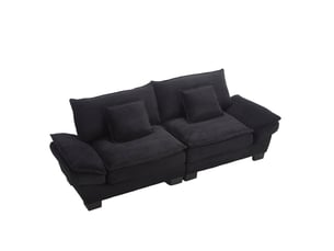 Canapé droit fixe <strong>REDOM</strong> <strong></strong> 2 places Velours noir