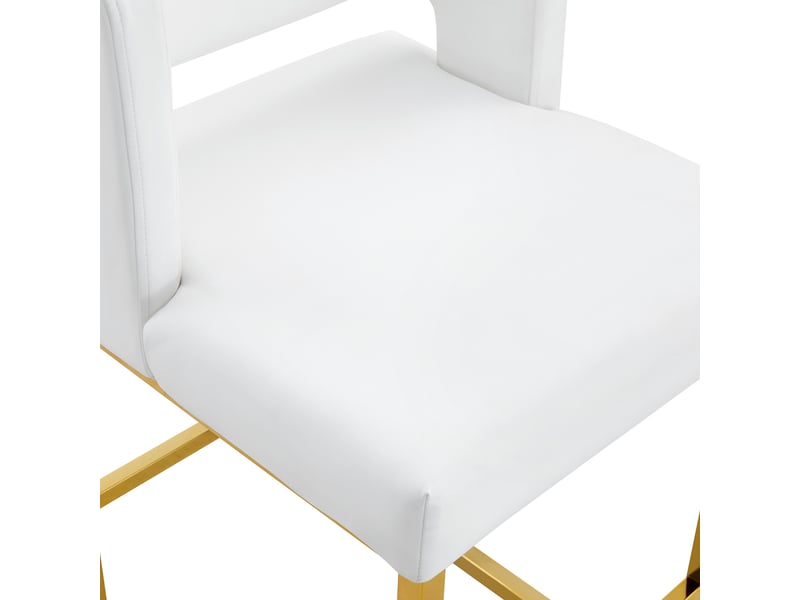  Lot de 2 tabourets de bar 53x48x91 cm, chaises hautes avec assise carrée, meuble cuisine, pieds métal doré, pu blanc  - Conforama R