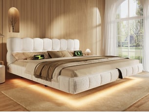 Lit coffre 140x190 cm <strong>BGSRYAO</strong>  <strong></strong> coloris beige